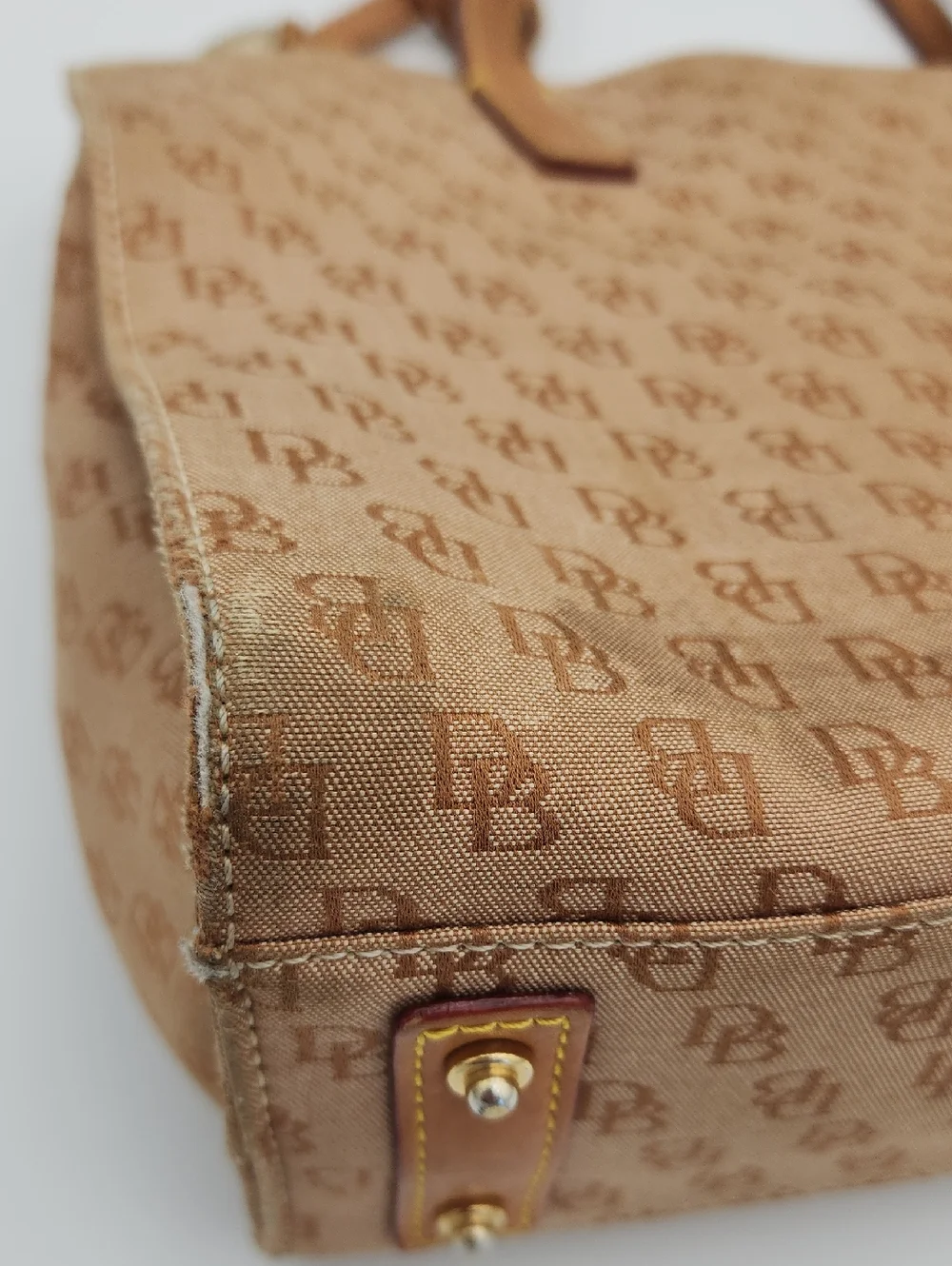 Dooney & Bourke Signature Monnogram Brown And Pink Satchel Bag‎